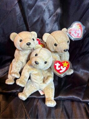 Ty Beanie Babies Almond the Bear 1999 Lot of 3 Retired Tags